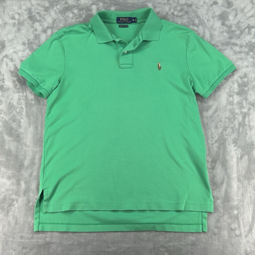 Polo Ralph Lauren Mens Pima Soft Touch Polo Shirt Medium Green Golf Preppy Pony